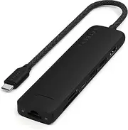 Satechi 7-in-1 USB-C Hub Slim Plus Multiport Adapter with 4K HDMI, 100W PD Charging, 2X USB-A Data Ports, Micro/SD Card Readers for MacBook, Windows – Black