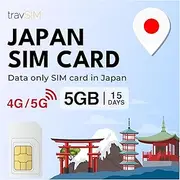 travSIM SIM Card for Japan | 15 Days - 5GB Data SIM | 5G/4G High Speed Data | Unlimited Internet Access for Google, Facebook, Whatsapp, Instagram and More