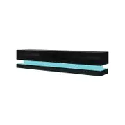 2 Drawer Modern TV Stand - Black with LED lighting
