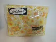 Lady Pepperell Vtg No-Iron Full Fitted Sheet Yellow & Orange Floral NIP