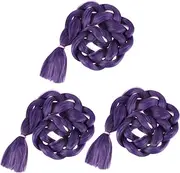 KAILIKETIY 3pcs Chemical Fiber Braid Long Braid Wig Hair Extensions Wigs Tape Colored Curly Braids Deep Brown Faux Braiding Women Dark Jumbo Braid Hair Thick Purple Synthetic Fiber