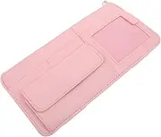 Sun Visor Storage Clip Glasses Cars Sprite Storage Accessory Sunglass Holder for Car Visor Clip Sun Visor Cover Eyeglass Holder Car Picture Holder Case Pu Leather Pink
