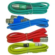 4 pack colored 3pin ft foot XLR male to female mic microphone cables DMX cords