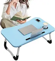 Laptop Bed Desk - Folding Bed Table with Cup Holder and Tablet Slot,Laptop Stand with Storage Drawer, Breakfast Tray for Sofa Couch Floor