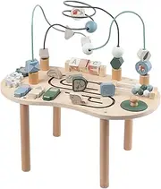 CoudarTitie Sensory Play Table with Bead Maze and Shape Sorter for Kids