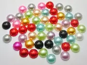 100 Mixed Colour Acrylic Half Pearl Flatback Round Bead 12mm Scrapbook Craft