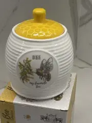 LEFARD ENGLAND COLLECTION HONEY BEE POT FINE CHINA PORCELAIN.
