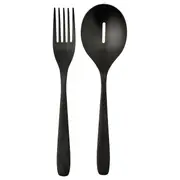 TILLAGD 2-piece serving set, black, 24 cm