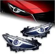 1 Pair Car Styling Compatible For Mazda 3 Headlights 2014-2016 Mazda3 Axela LED Headlight LED DRL Hid Head Lamp Angel Eye Bi Xenon Accessories