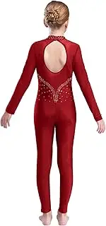 [Aislor] Kids Girls Mock Neck Ballet Skating Unitard Bodysuit Catsuit Long Sleeve Backless Gymnastics Leotard Dancewear