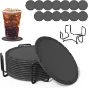 12Pcs Silicone Coasters, Drink Coasters, Coasters with Holder, for Desktop Prote