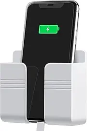 CEI&BPY Wall Mount Phone Holder, Phone Stand with Self Adhesive. Phone Holder for Charging and RV for iPhone and Android (1Pc,White)