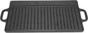Double Sided Cast Iron Grill Griddle Pan, 50.5 cm Non Stick Baking Tray with Ridged Flat Surfaces, Heavy Duty Cookware for Indoor Outdoor BBQ