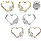 Angel Wing CZ Paved Heart Shape Hoop Ear Cartilage Daith Tragus Snug Ear Rings