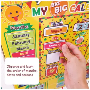 兒童磁性貼紙牆 英文日期月份情緒天氣季節貼紙掛曆板 兒童英語卡教室裝飾日曆 塗鴉寫字板畫板 寶寶早教玩具
