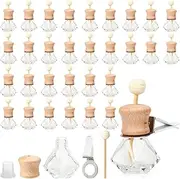 Zubebe 30 Pack Car Diffuser Air Freshener Bottle Empty Car Essential Oil Diffuser Auto Glass Perfume Diffuser Bottle with Vent Clip Wooden Caps Stick Fragrance Ornament (Diamond)