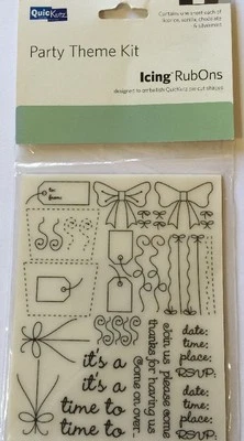 PARTY THEME ICING Rub-On KIT (4 sheets)QuicKutz•Birthday•Invitation•Card Making•