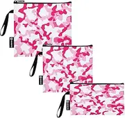 RPLIFE Camouflage Pink White Snack Sandwich Bags Reusable Washable Food Storage Pouch with Zipper for Kids Students Adults (Set of 3: S/M/L)