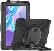 Jarttarn Case for Galaxy Tab Active Pro 10.1 inch SM-T540/T545/T547, Heavy Duty Rugged Protective Silicone Cover with 360° Rotating Kickstand & Handle Grip (Black)