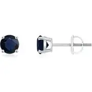 Round Blue Sapphire Stud Earrings