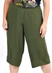 TS TAKING SHAPE plus size XL / 24 Cuba Crop Pants khaki comfy wide leg fit NWT!