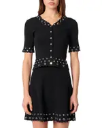 Maje Crop Eyelet Cardigan