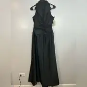NWT Tadashi Black Tuxedo Ruched Sleeveless Maxi Dress/Gown Size 8P