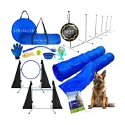 Dog Agility Course Backyard Set, Including Dog Tunnel Bags for Agility Dog Ju...