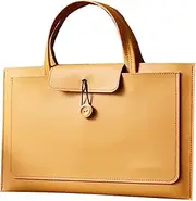 Portable Laptop Bag Large Capacity Handheld Laptop Bag - PU Busin Computer Bag O 15.6 inch Light Brown Brown One Size