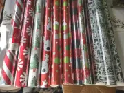 Foil Christmas Wrapping Paper Rolls Red Green Gold Metallic Foil Shine