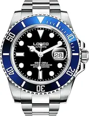 [carlien] Mens GMT Stainless Steel Sapphire Glass Rotating Bezel Men's Automatic Watch