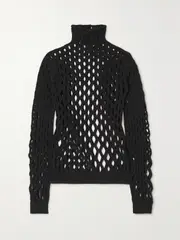 [Valentino Garavani] Valentino Garavani - Cutout Stretch-knit Turtleneck Top - Black - x small x small Black