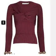 NWT Jonathan Simkhai Nolan Rib Knit Twist Front Top Merlot size Small