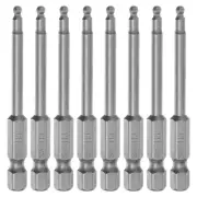 8Pcs Ball End Hex Head Wrench Screwdriver Bit H3 1/4" Hex Shank 2.5" Long