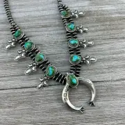 polychrome Sonoran Turquoise Small Squash Blossom Necklace, Paige Gordon Navajo