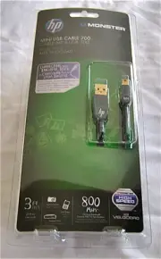Monster HP High Speed USB Cable 700 A to Mini-B 3' Black 122259 Sync Charge Data