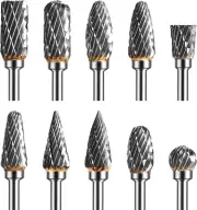 Tungsten Carbide Rotary Burr Set with 1/8" Shank, Double Cut Carving Bits for...