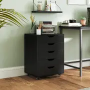 CostwayVersatile Storage Cabinet with Wheels for Home Office-Black
