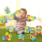 Frafuo 10 pcs Baby Rattles Toys Set, Infant Grab Shake Rattle,Babies Development Learning Music Toy, Newborn First Gifts 0 1 2 3 4 5 6 7 9 10 12 Month Boy Girl