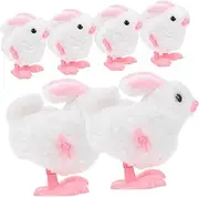 LRXIYODE 6Pcs Bunny Clockwork Plush Rabbit Jumping Plaything for No Batteries Required Fun Interactive Easter