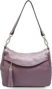[HAOMAO] Genuine Leather Handbag More Pockets Two Straps Tassel Hobos Messenger Shoulder Bag for Women 25X10.5X19Cm