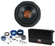 Memphis Audio MJP1222 12" 1500 Watt MOJO Car Subwoofer+MTX Amplifier+Amp Kit