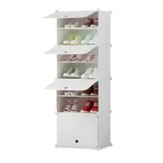 SOGA 7 Tier White Shoe Rack Organizer Sneaker Footwear Storage Stackable Stand Cabinet Portable Wardrobe with Cover