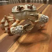 Ciel Jeweled White Sand Crab Trinket Box with Rhinestone Bling