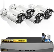 (HD 3K 5.0MP & 60 Days Storage) AI Detected POE Security Camera Systems, OOSSXX 8 Channel Outdoor Surveillance Video System, 4pcs IP67 Waterproof Cameras with Audio, 2TB