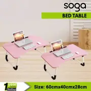 SOGA 2X Foldable Study Bed Table Adjustable Desk Stand with Notebook Holder Pink