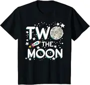 [X.Style] Kids Two The Moon Toddler 2nd Birthday for 2 Year Old ds1166 T-Shirt (S) Black