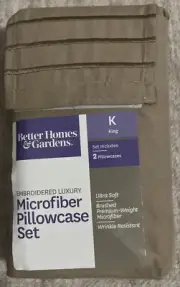 Better Homes Microfiber Pillowcase Set Beige Luxury Standard King