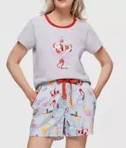 NEW PETER ALEXANDER CHRISTMAS COCKTAIL TOP & SHORTS PJ SET MEDIUM M RRP$109.90