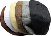 [JEWEDECO] Unisex Flax Beret Newsboy Hat Sunscreen Peaked Hat British Style Driving Cap Coffee
